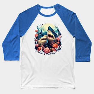 Romantic Sharks Baseball T-Shirt